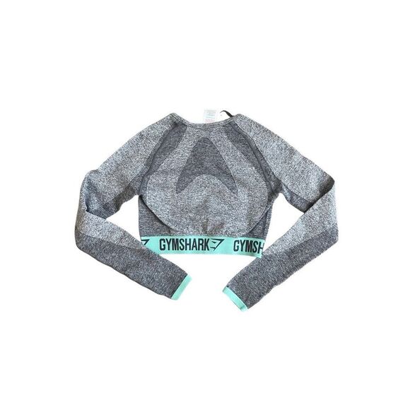 Gym shark grey long sleeved cropped work out top - Picture 3 of 3